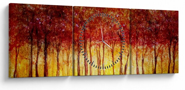 Slika - Naslikana listopadna šuma (sa satom) (90x30 cm)