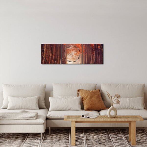 Slika - Jesenska šuma (sa satom) (90x30 cm)