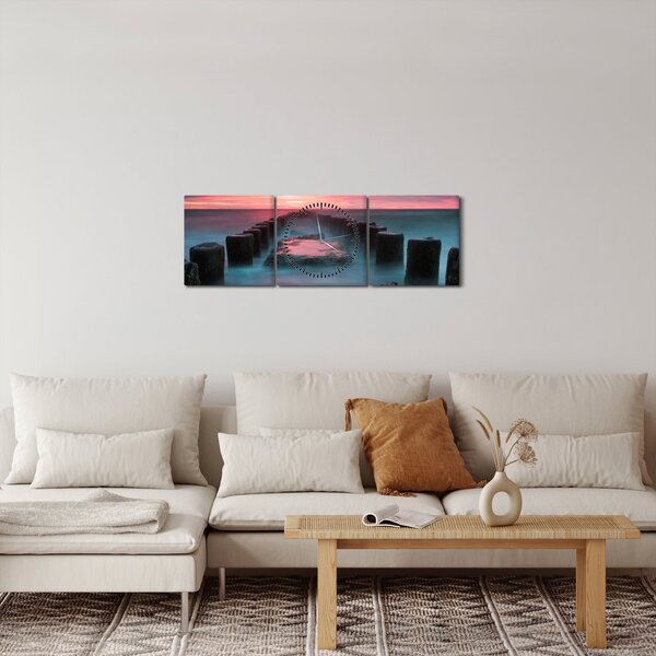 Slika - Stijene u moru (sa satom) (90x30 cm)