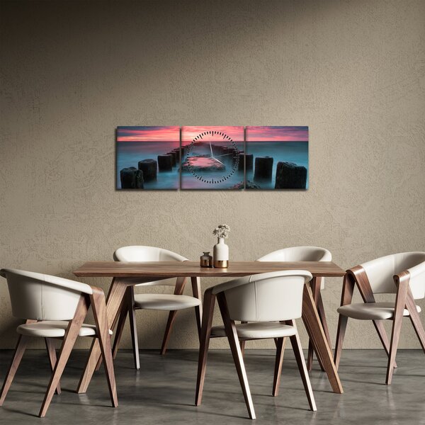 Slika - Stijene u moru (sa satom) (90x30 cm)