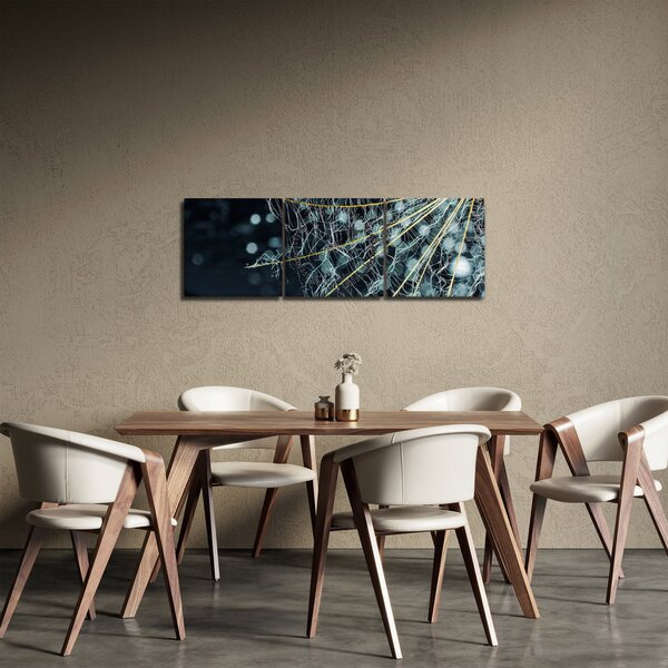 Slika - Cvijet s paučinom (sa satom) (90x30 cm)