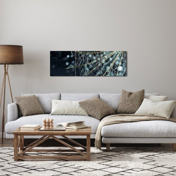 Slika - Cvijet s paučinom (sa satom) (90x30 cm)