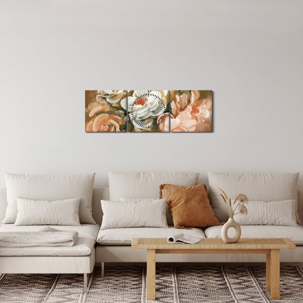 Slika - Naslikani buket cvijeća (sa satom) (90x30 cm)
