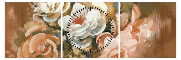 Slika - Naslikani buket cvijeća (sa satom) (90x30 cm)
