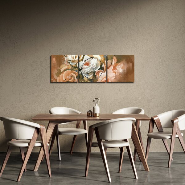 Slika - Naslikani buket cvijeća (sa satom) (90x30 cm)