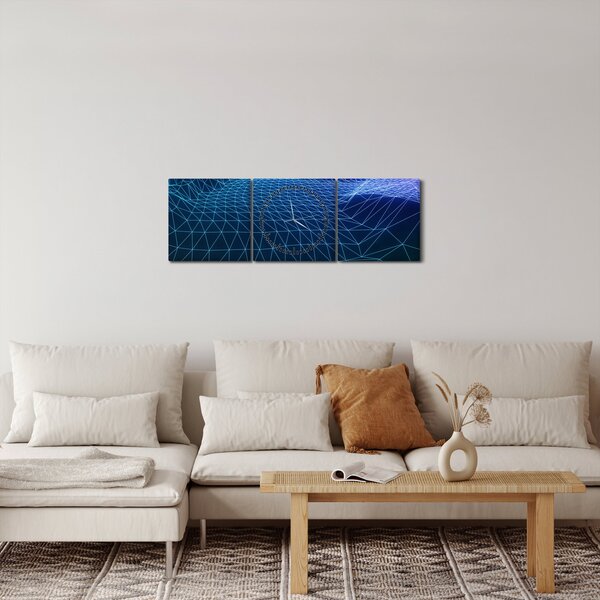 Slika - Planine u računalnom modelu (sa satom) (90x30 cm)