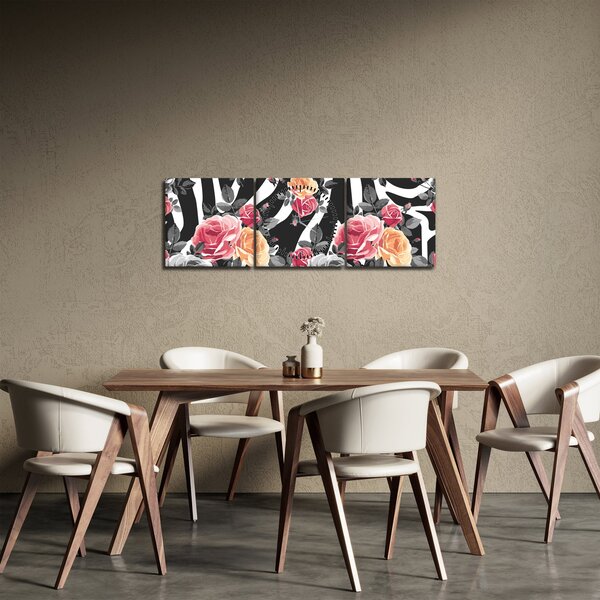 Slika procvjetalih ruža (sa satom) (90x30 cm)