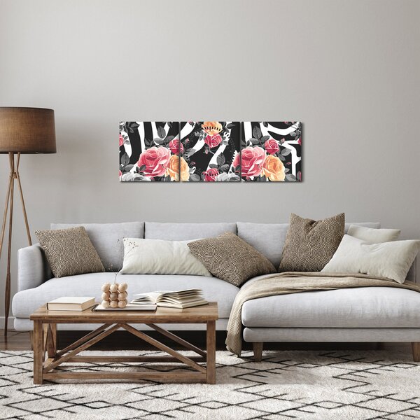 Slika procvjetalih ruža (sa satom) (90x30 cm)