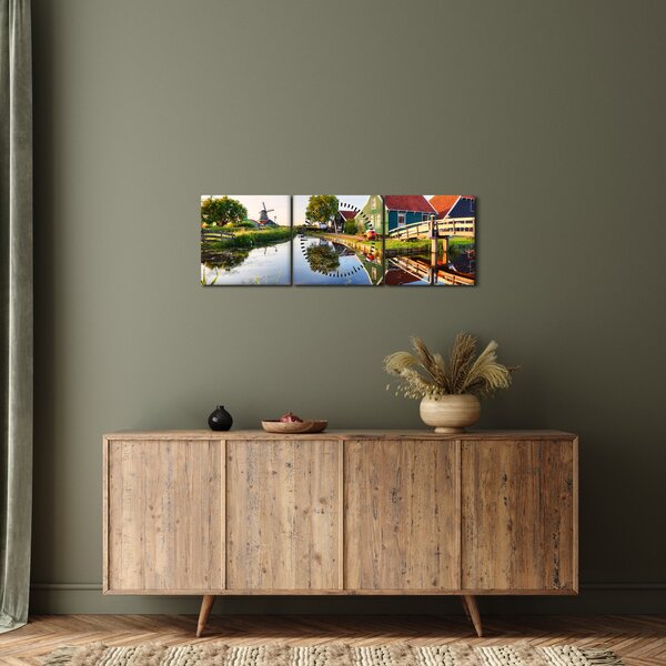 Slika nizozemskih vjetrenjača (sa satom) (90x30 cm)