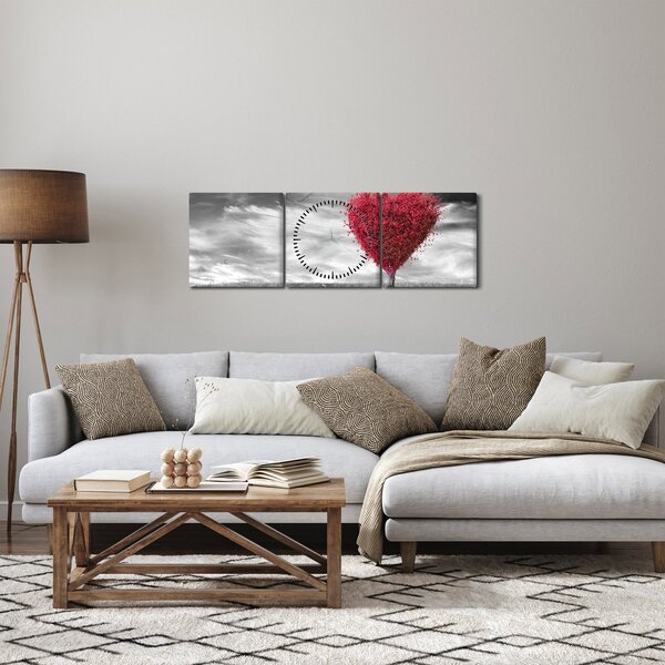 Slika - Krošnja stabla u obliku srca (sa satom) (90x30 cm)
