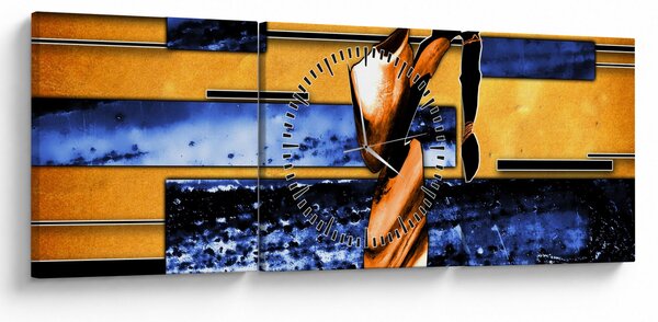 Slika apstraktne slike (sa satom) (90x30 cm)