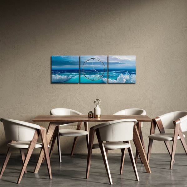 Slika - Morski valovi (sa satom) (90x30 cm)