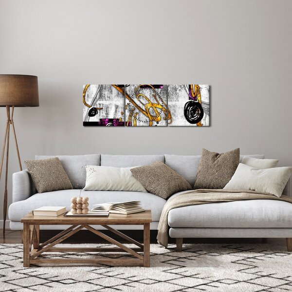 Slika apstrakcije (sa satom) (90x30 cm)