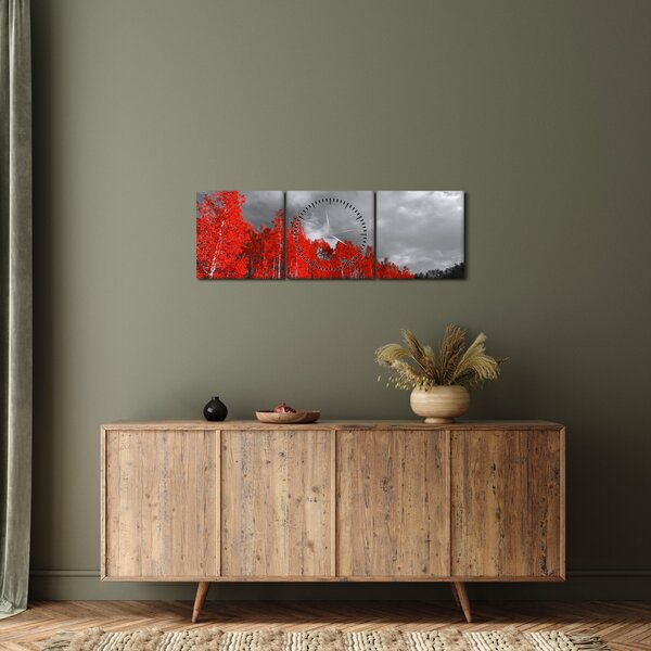 Slika - Drveće u jesenskim bojama (sa satom) (90x30 cm)