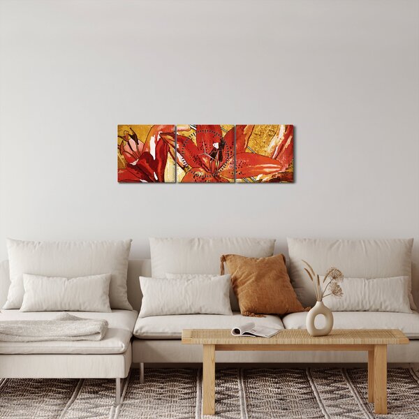Slika cvjetova ljiljana (sa satom) (90x30 cm)