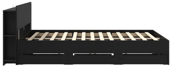 Okvir kreveta s pohranom Crna 160 x 200 cm Konstruirano drvo - Crna / 160 x 200 cm