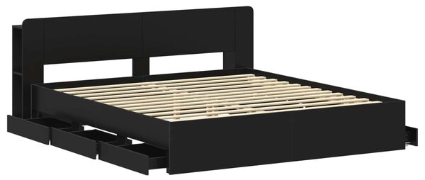Okvir kreveta s pohranom Crna 180 x 200 cm Konstruirano drvo - Crna / 180 x 200 cm