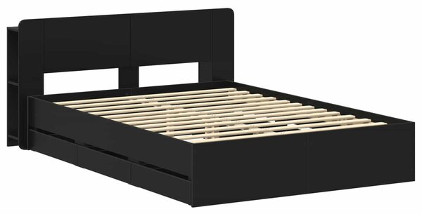 Okvir kreveta s pohranom Crna 160 x 200 cm Konstruirano drvo - Crna / 160 x 200 cm