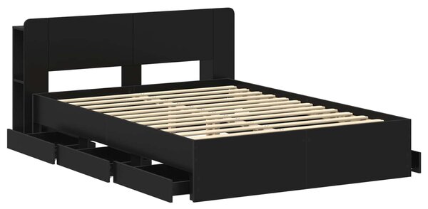 Okvir kreveta s pohranom Crna 160 x 200 cm Konstruirano drvo - Crna / 160 x 200 cm
