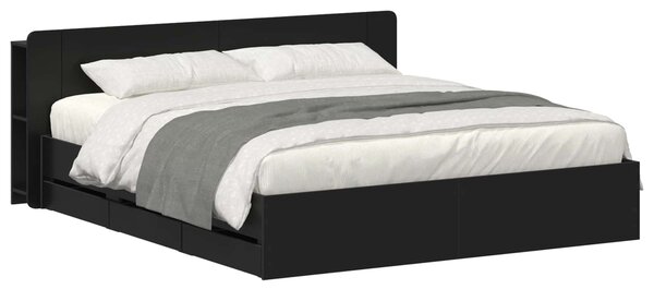 Okvir kreveta s pohranom Crna 180 x 200 cm Konstruirano drvo - Crna / 180 x 200 cm