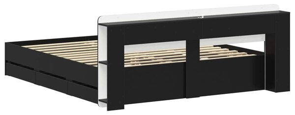 Okvir kreveta s pohranom Crna 180 x 200 cm Konstruirano drvo - Crna / 180 x 200 cm