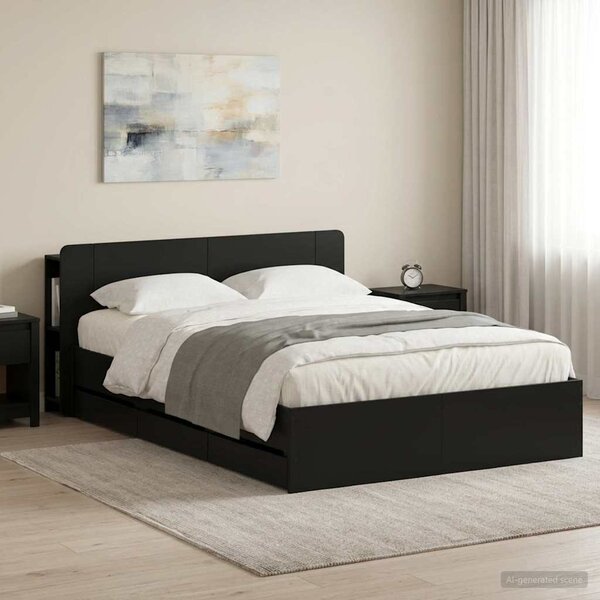 Okvir kreveta s pohranom Crna 160 x 200 cm Konstruirano drvo - Crna / 160 x 200 cm