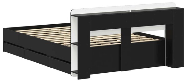 Okvir kreveta s pohranom Crna 160 x 200 cm Konstruirano drvo - Crna / 160 x 200 cm