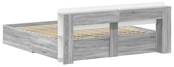 Okvir kreveta s pohranom s uzglavljem Siva Sonoma 200 x 200 cm - Siva / 200 x 200 cm