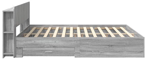 Okvir kreveta s pohranom s uzglavljem Siva Sonoma 200 x 200 cm - Siva / 200 x 200 cm