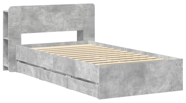 Okvir kreveta s pohranom s ladicama Betonska siva 75 x 190 cm - Siva / 75 x 190 cm