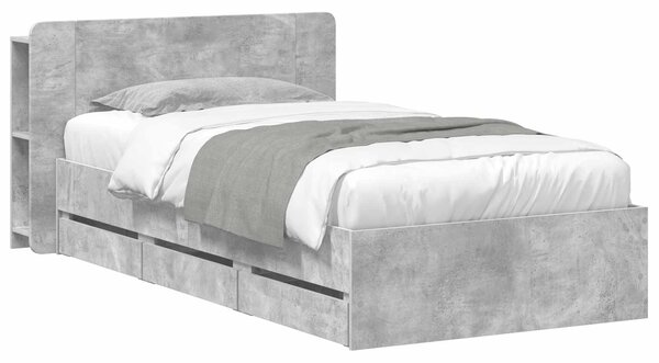 Okvir kreveta s pohranom s ladicama Betonska siva 75 x 190 cm - Siva / 75 x 190 cm