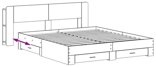 Okvir kreveta s pohranom s uzglavljem Siva Sonoma 200 x 200 cm - Siva / 200 x 200 cm