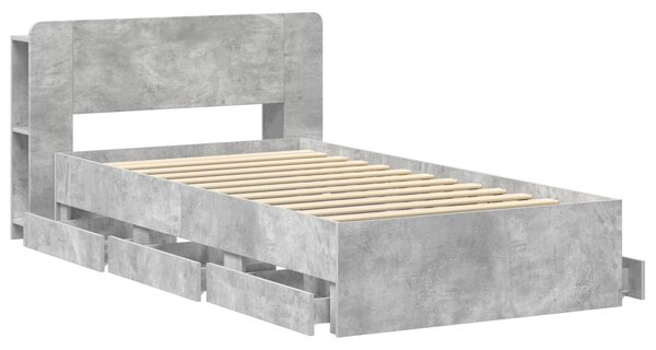 Okvir kreveta s pohranom s ladicama Betonska siva 75 x 190 cm - Siva / 75 x 190 cm