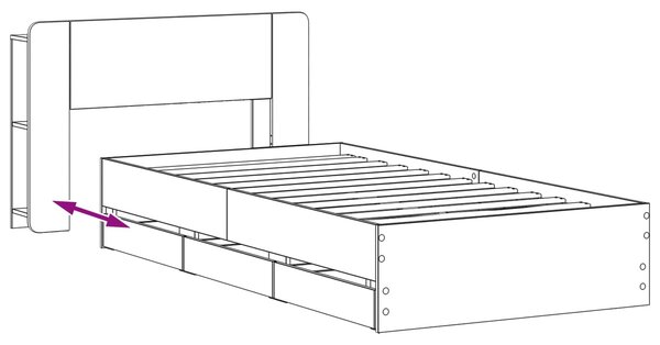 Okvir kreveta s pohranom s ladicama Betonska siva 75 x 190 cm - Siva / 75 x 190 cm