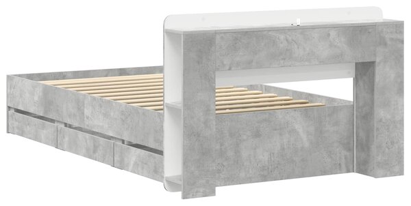 Okvir kreveta s pohranom s ladicama Betonska siva 75 x 190 cm - Siva / 75 x 190 cm