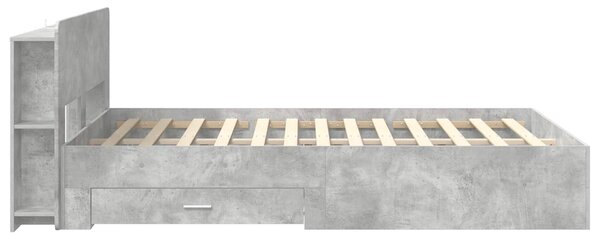 Okvir kreveta s pohranom Betonska siva 150 x 200 cm - Siva / 150 x 200 cm
