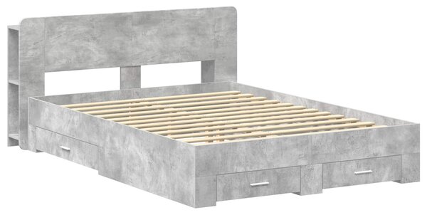 Okvir kreveta s pohranom Betonska siva 150 x 200 cm - Siva / 150 x 200 cm