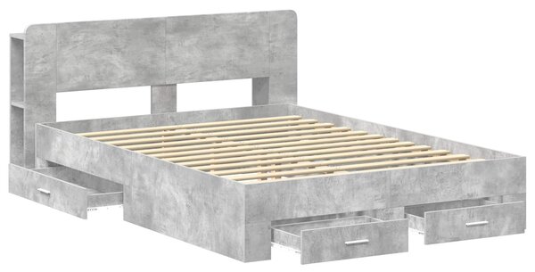 Okvir kreveta s pohranom Betonska siva 150 x 200 cm - Siva / 150 x 200 cm