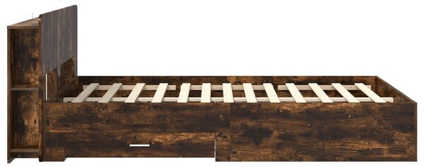 Okvir kreveta s pohranom Dimljeni hrast 150 x 200 cm - Smeđa / 150 x 200 cm