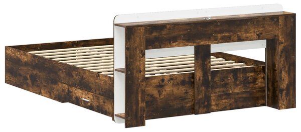 Okvir kreveta s pohranom Dimljeni hrast 150 x 200 cm - Smeđa / 150 x 200 cm