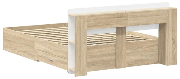 Okvir kreveta s pohranom s uzglavljem Hrast sonoma 150 x 200 cm - Smeđa / 150 x 200 cm