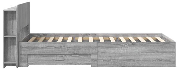 Okvir kreveta s pohranom s uzglavljem Siva Sonoma 90 x 200 cm - Siva / 90 x 200 cm