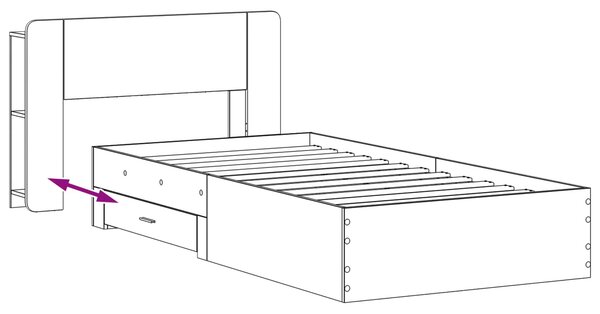 Okvir kreveta s pohranom s uzglavljem Hrast sonoma 100 x 200 cm - Smeđa / 100 x 200 cm