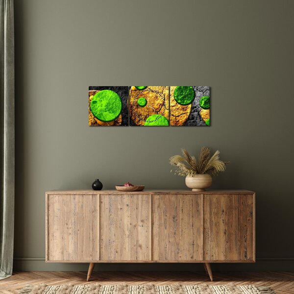 Slika apstrakcije - Kugle (sa satom) (90x30 cm)