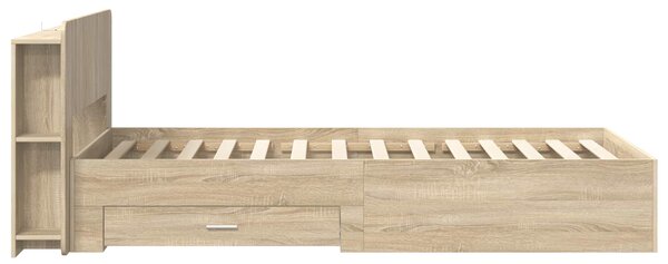 Okvir kreveta s pohranom s uzglavljem Hrast sonoma 100 x 200 cm - Smeđa / 100 x 200 cm