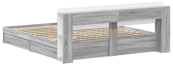 Okvir kreveta s pohranom s ladicama Siva Sonoma 200 x 200 cm - Siva / 200 x 200 cm