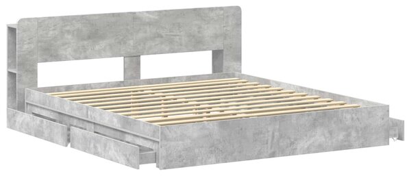 Okvir kreveta s pohranom s ladicama Betonska siva 200 x 200 cm - Siva / 200 x 200 cm