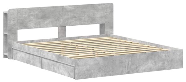 Okvir kreveta s pohranom s ladicama Betonska siva 200 x 200 cm - Siva / 200 x 200 cm