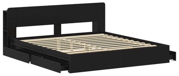 Okvir kreveta s pohranom Crna 200 x 200 cm Konstruirano drvo - Crna / 200 x 200 cm