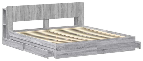 Okvir kreveta s pohranom s ladicama Siva Sonoma 200 x 200 cm - Siva / 200 x 200 cm